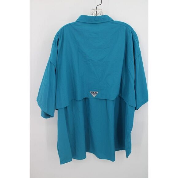 Columbia Button Up Fishing Shirt Men Blue 4X Short Sleeve Vented Outdoor - Picture 7 of 9